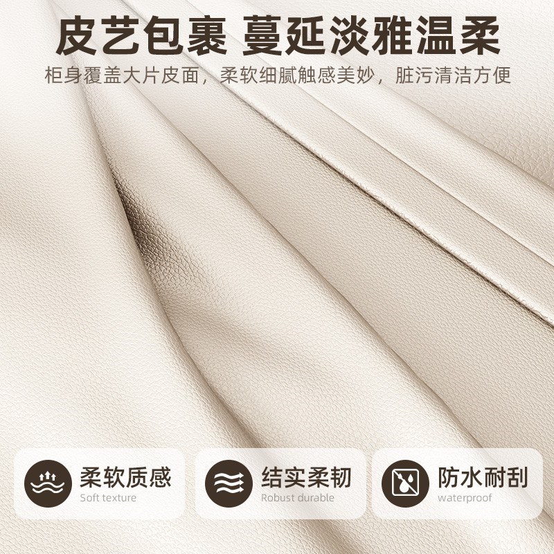 法式奶油风床头柜实木高级感简约双层免安装小型床边柜极简储物柜