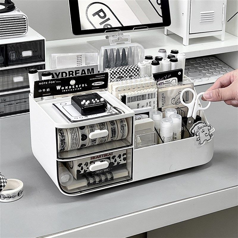 桌面文具收纳盒大容量透明抽屉式办公室置物架学生书桌多功能笔筒,收纳整理,桌面收纳盒,淘宝优惠券,粉丝福利购,淘宝优惠卷