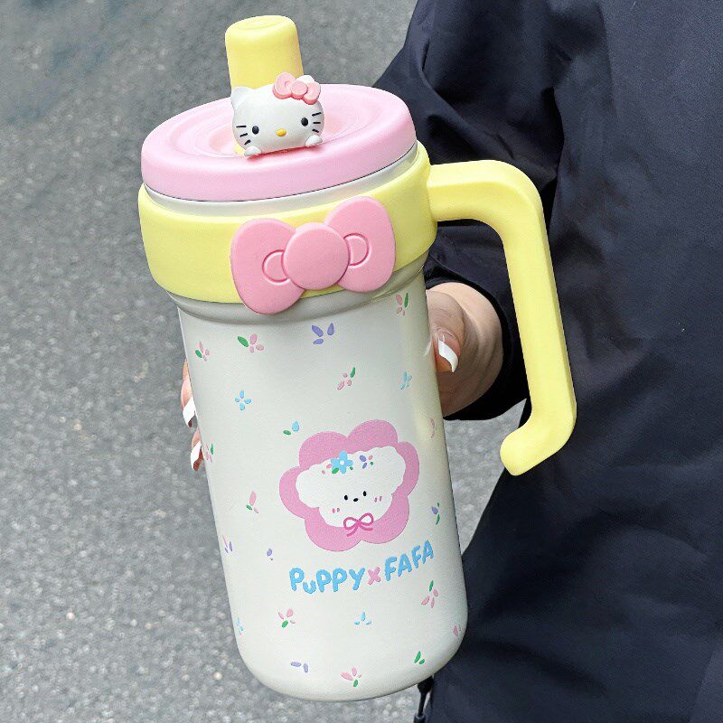 保温杯高颜值女生冰霸杯带吸管超大容量随行水杯学生可爱泡茶杯子