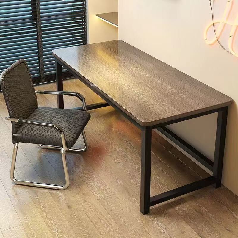 双人电脑桌小型一个人单人笔记本桌卧室木质加深台式办公桌棕色