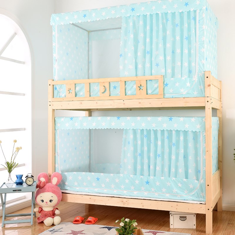 学生床帘蚊帐一体式宿舍上铺支架90x190三门0.8m女生0.9两用遮光