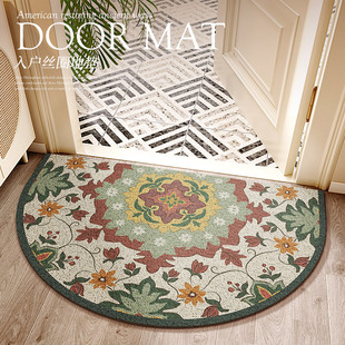 美式进门门口地垫丝圈可自由裁剪欧式入户门垫脚垫半圆形除尘地毯