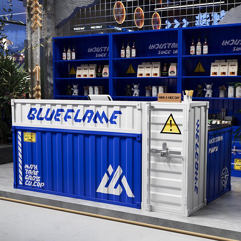 工业风吧台收银台集装箱网红奶茶店咖啡健身房商用转Y角前台接待