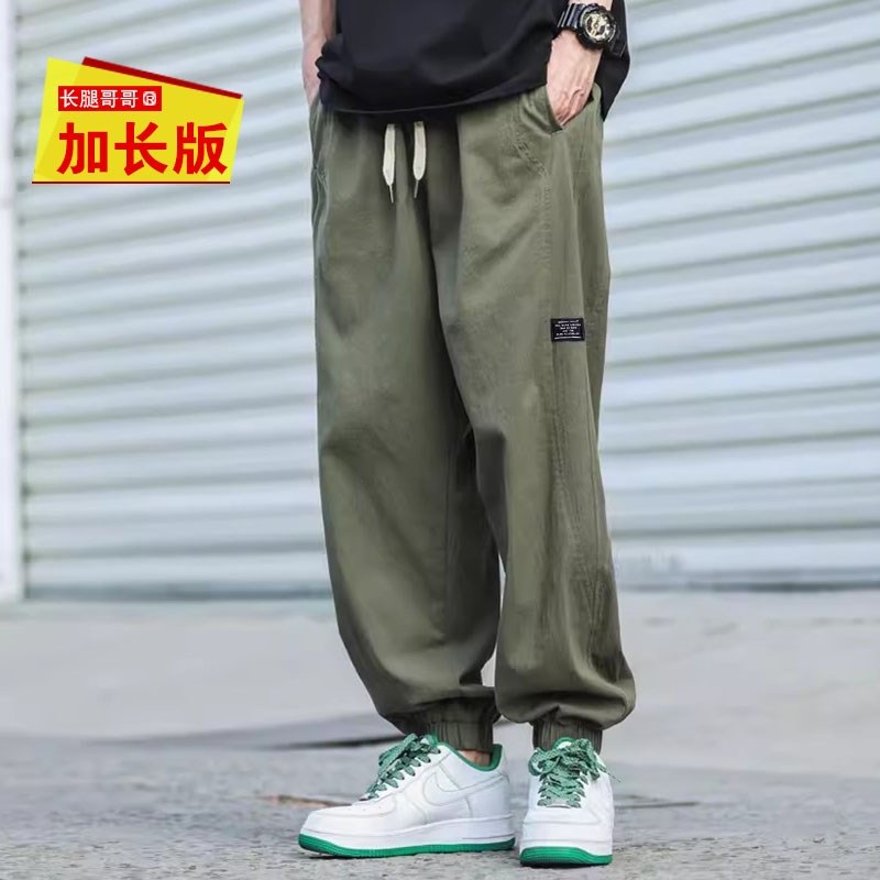夏薄190cm高个子加长版男裤长腿哥男生宽松束脚休闲裤工装裤潮115