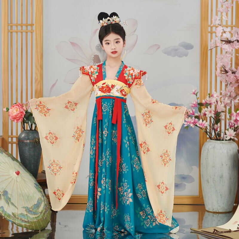 女童汉服春秋儿童古风唐装中国风古装超仙新款襦裙女孩改良连衣裙