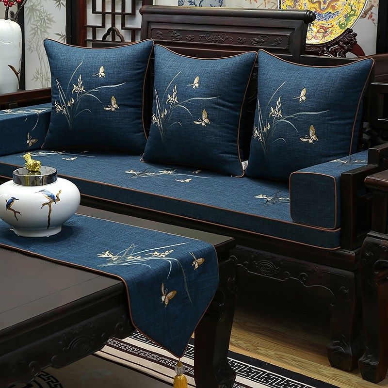 红木沙发坐垫五件套高档简约兰花刺绣罗汉床海棉垫客厅家用座垫,居家布艺,沙发垫,淘宝优惠券,粉丝福利购,淘宝优惠卷