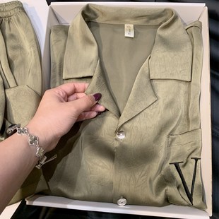 通用男女士丝绸家居服套装 情侣睡衣夏季 高级感四季 长裤 冰丝短袖