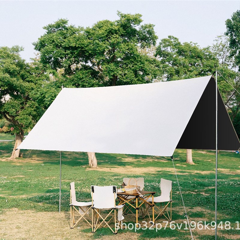 幕布户外防风露营帐篷折叠便携防晒黑胶天幕防雨家庭野餐郊游凉棚