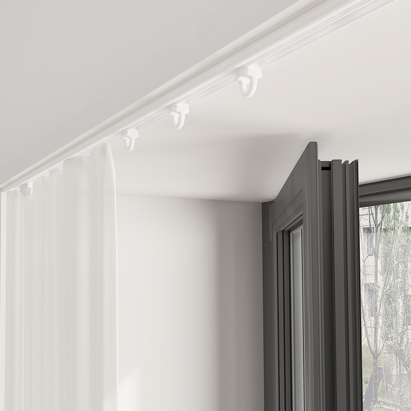 超薄窗帘轨道单轨内开窗简约现代免打孔飘窗滑道静音卧室滑轨