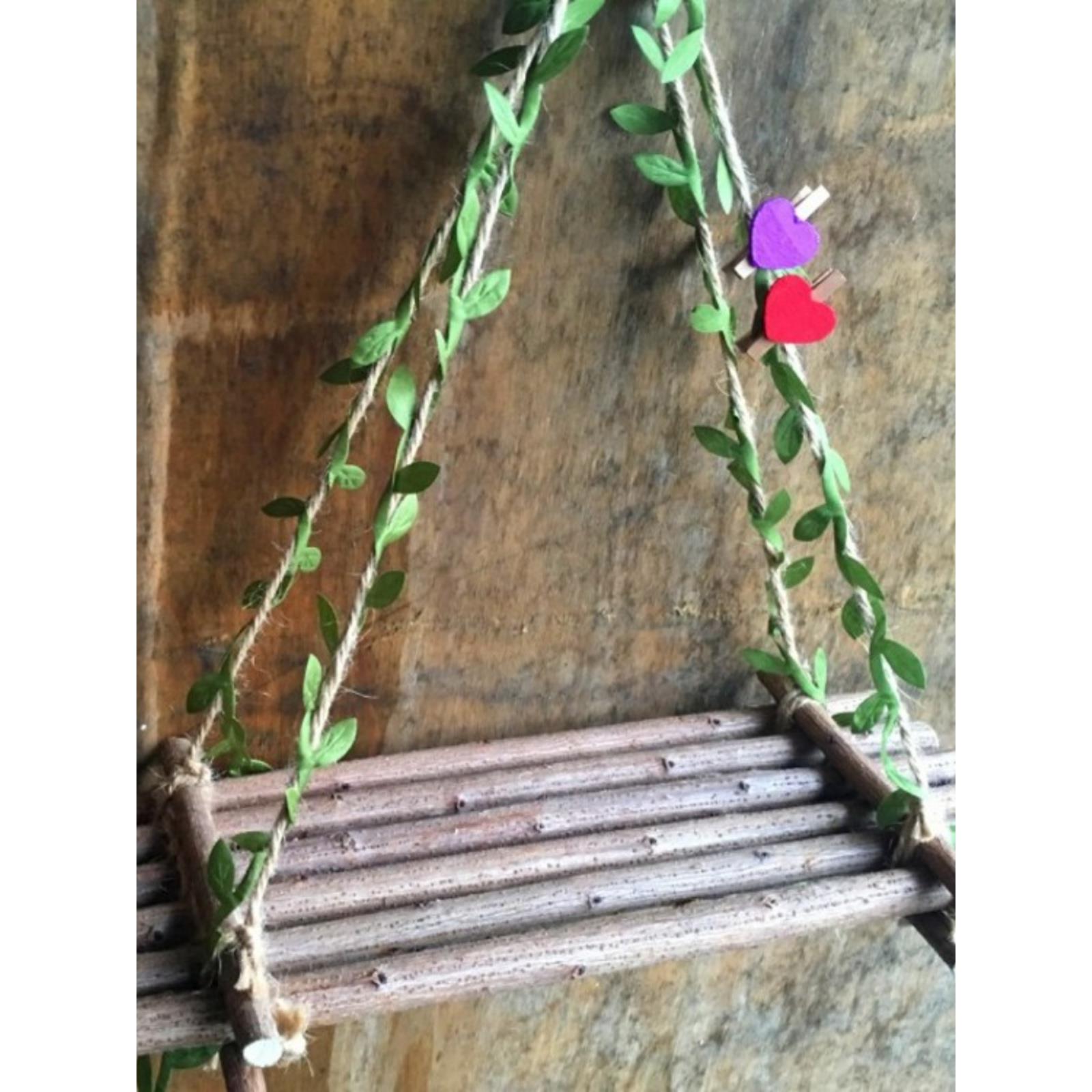 创意手工干树枝空中吊饰复古家居装饰拍摄道具摆件木制小树叶秋千