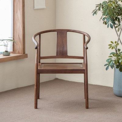 杪轩新中式黑胡桃木圈椅实木太师椅餐椅茶室原木休闲靠背茶椅,住宅家具,圈椅,淘宝优惠券,粉丝福利购,淘宝优惠卷