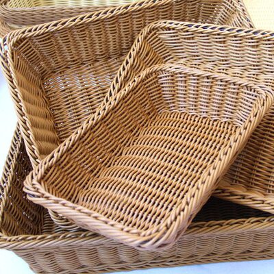 收纳筐子A1744塑料藤筐子藤编篮子面包篮仿藤长方形收纳篮
