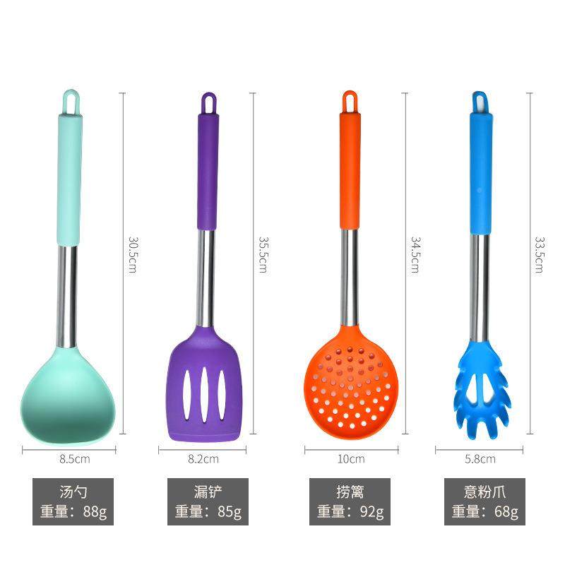 彩厨色硅胶15件套不房锈钢手柄厨用具家KUT007用具烹饪勺铲厨具套