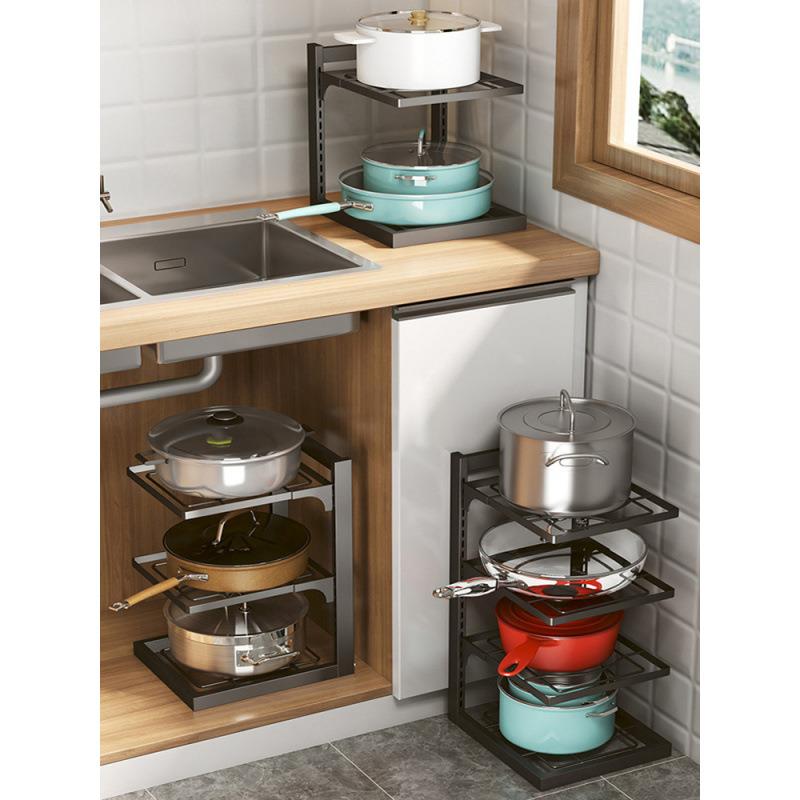 304不锈钢物锅架放锅具子架层铁锅煲类厨房置KAI架家用多台面价