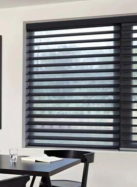 黑色香格里拉帘QGH窗帘百叶阳窗帘遮光台卷帘升降拉式遮阳客卷厅