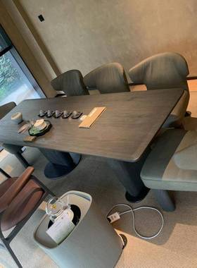 新中禅式茶桌椅组合实木茶PTY台办公会客商务接待泡茶桌酒意店室