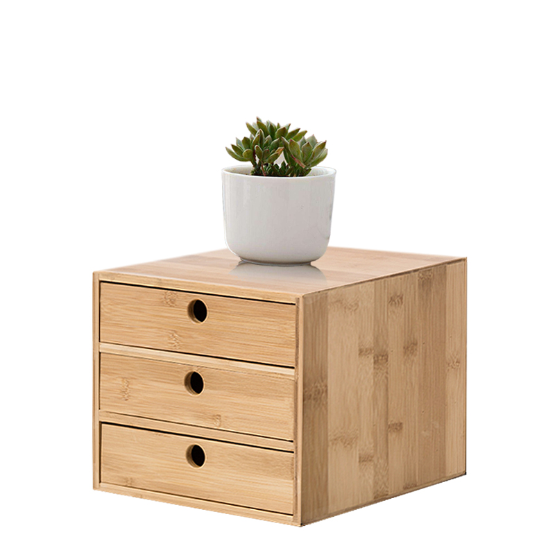 桌面收纳盒竹木质家居办公抽屉式桌上整理L柜药盒置物架省空间储