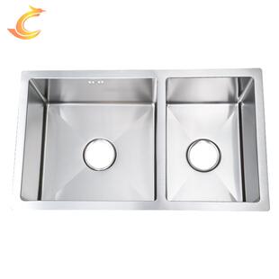 台圆角子母盆CHR204 212mm3下钢04不.锈带刀架手工水槽双槽厂家直