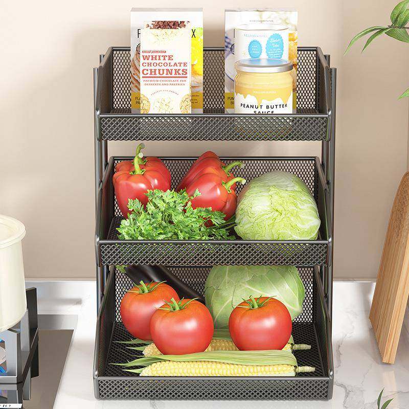 厨房置物架台果面菜架简易蔬收纳篮灶台菜上收纳放架F976M786家用