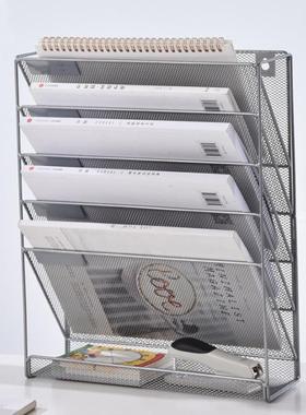 壁挂文件架金属L175多功能资料架A4网纸铁艺办式桌公面镂空铁黑色