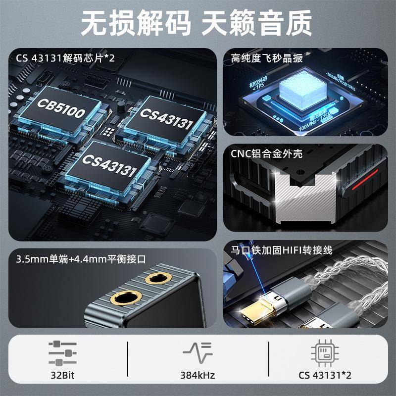 便HiFi解码耳放放双芯HA04BJ片c携s4313解码耳一1体机大推力音频