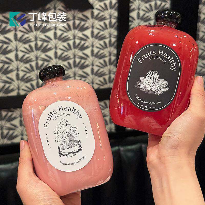丁·网红果汁杯创店意造型塑峰料饮料FJQ包装瓶水果榨鲜果汁瓶子