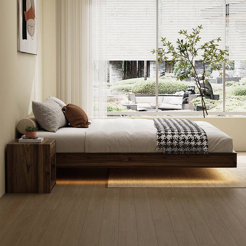 胡黑桃木色榻床WTC08榻无头床悬浮床小户型卧室日式米中古风实木