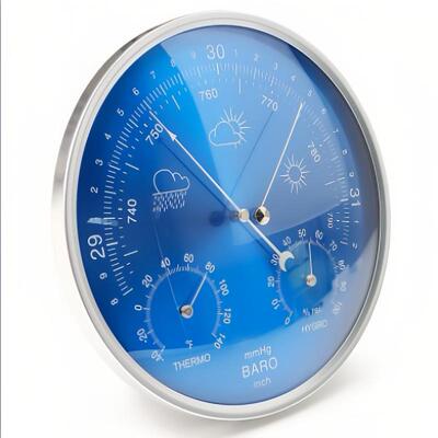 180mm镶嵌不式大气压表计度计华氏温度计同规款同功能直湿CTS径蓝