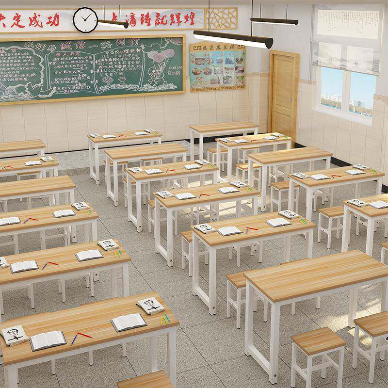 学校辅人导班组托班管中小3133学生课桌椅双培训桌合补习班桌凳子