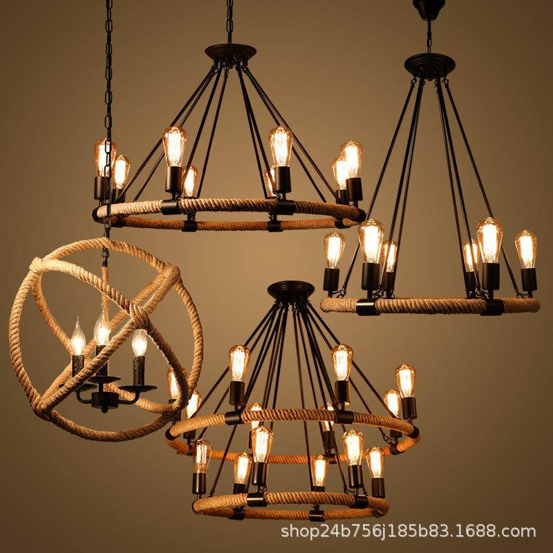 美式乡村双层编织麻绳灯北欧餐厅吧台复古loft工业风圆形铁艺吊灯,鲜花速递/花卉仿真/绿植园艺,割草机/草坪机,淘宝优惠券,粉丝福利购,淘宝优惠卷