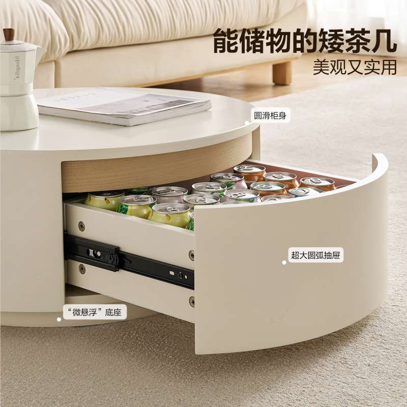 一件代发子母组合圆形茶几哑光烤漆面板休闲拼色设计颜值高易组装