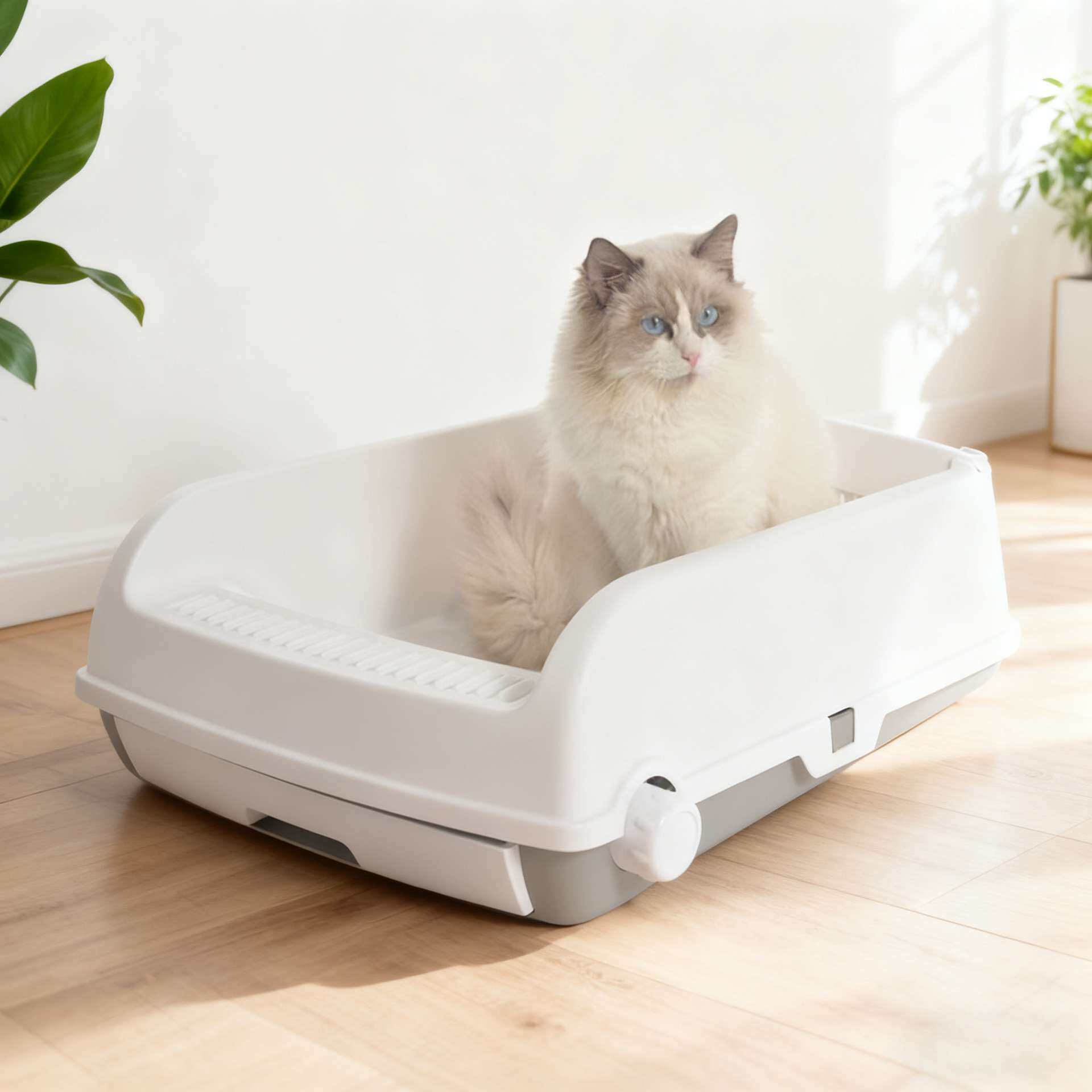宠物猫咪半自动猫砂盆清洁除臭猫厕所大号宠物拾便器铲屎器防外溅