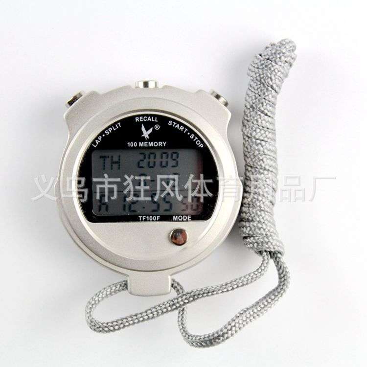 天福100F秒表 金属外壳三排100道秒表 比赛计时工具 电子
