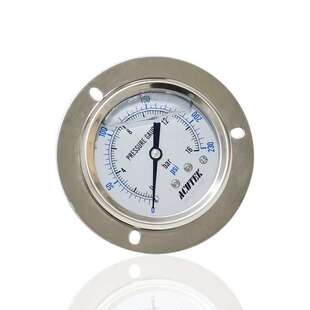 轴向带前边不锈钢压力表耐震充油加液埋入式崁入式YNB60ZT 16BAR