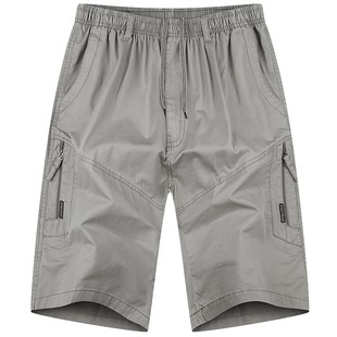 短裤 宽松中老年人中裤 中年男士 休闲外穿大码 纯棉七分裤 爸爸夏季