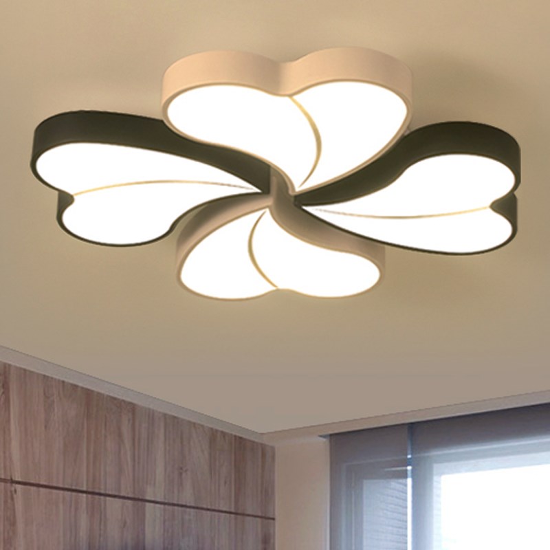 客厅led吸顶灯创意北欧花形卧室简约现代大气黑白大厅调光灯具