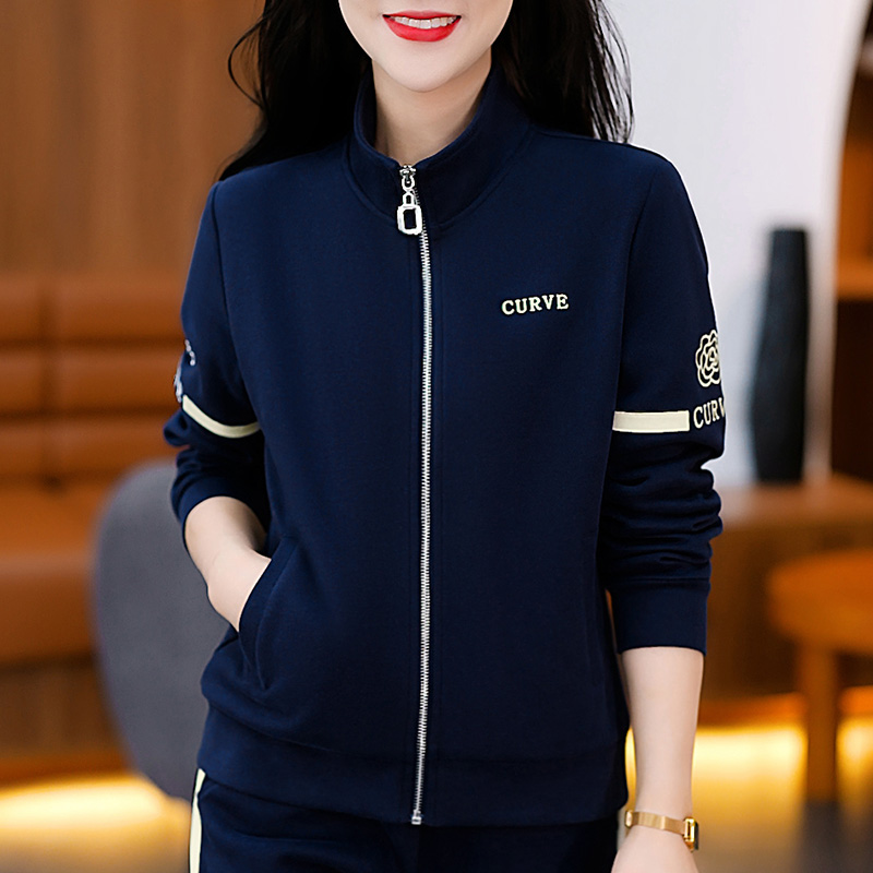 开衫卫衣外套女春秋薄款2023年新款秋季爆款女装立领中年拉链上衣