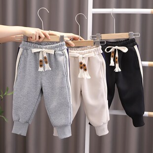 子秋冬款 炸街小童卫裤 宝宝一体绒长裤 儿童加绒运动裤 潮 新款 男童裤