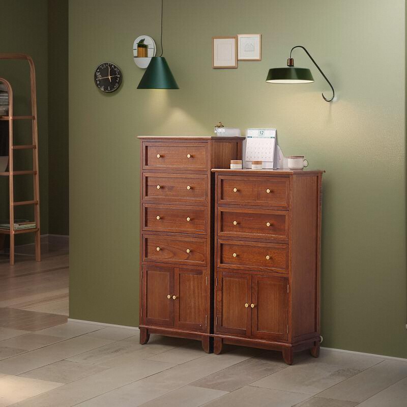 多功能实木斗柜美式胡桃色简约卧室床头收纳柜客厅靠墙抽屉柜酒柜