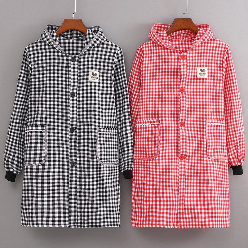 韩版纯棉长袖围裙女家用厨房2021新款罩衣大人防油污做饭工作服男