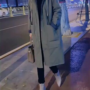 保暖宽松休闲减龄显瘦棉衣外套 时尚 欧货中长款 连帽棉服女秋冬新款