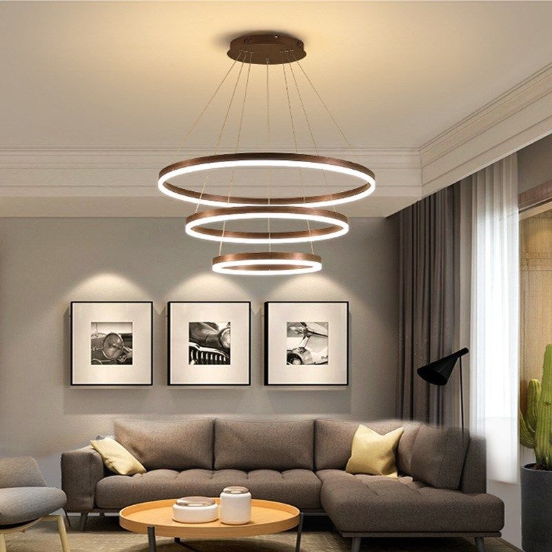 现代简约客厅卧室吊灯环形北欧灯具led创意个性餐厅办公圆形吊灯