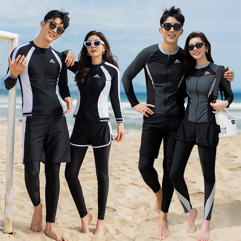 大码潜水服分体情侣长袖长裤水母衣速干冲浪衣男防晒游泳衣女套装