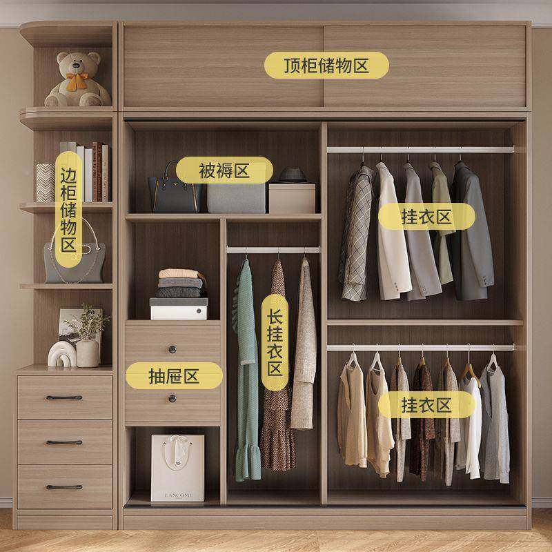 衣柜家用柜卧室推拉门衣简网约红小户型带抽屉DER现代大衣橱
