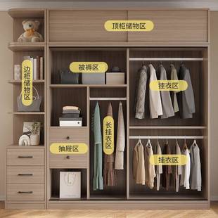 衣柜家用柜卧室推拉门衣简网约红小户型带抽屉DER现代大衣橱