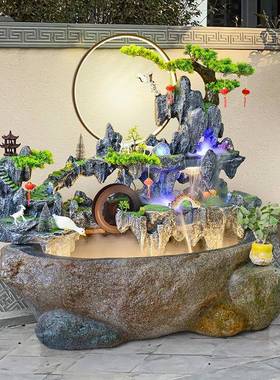 2488流假山喷泉水景观鱼缸饰鱼池水池水缸花园庭露台阳台造景院装