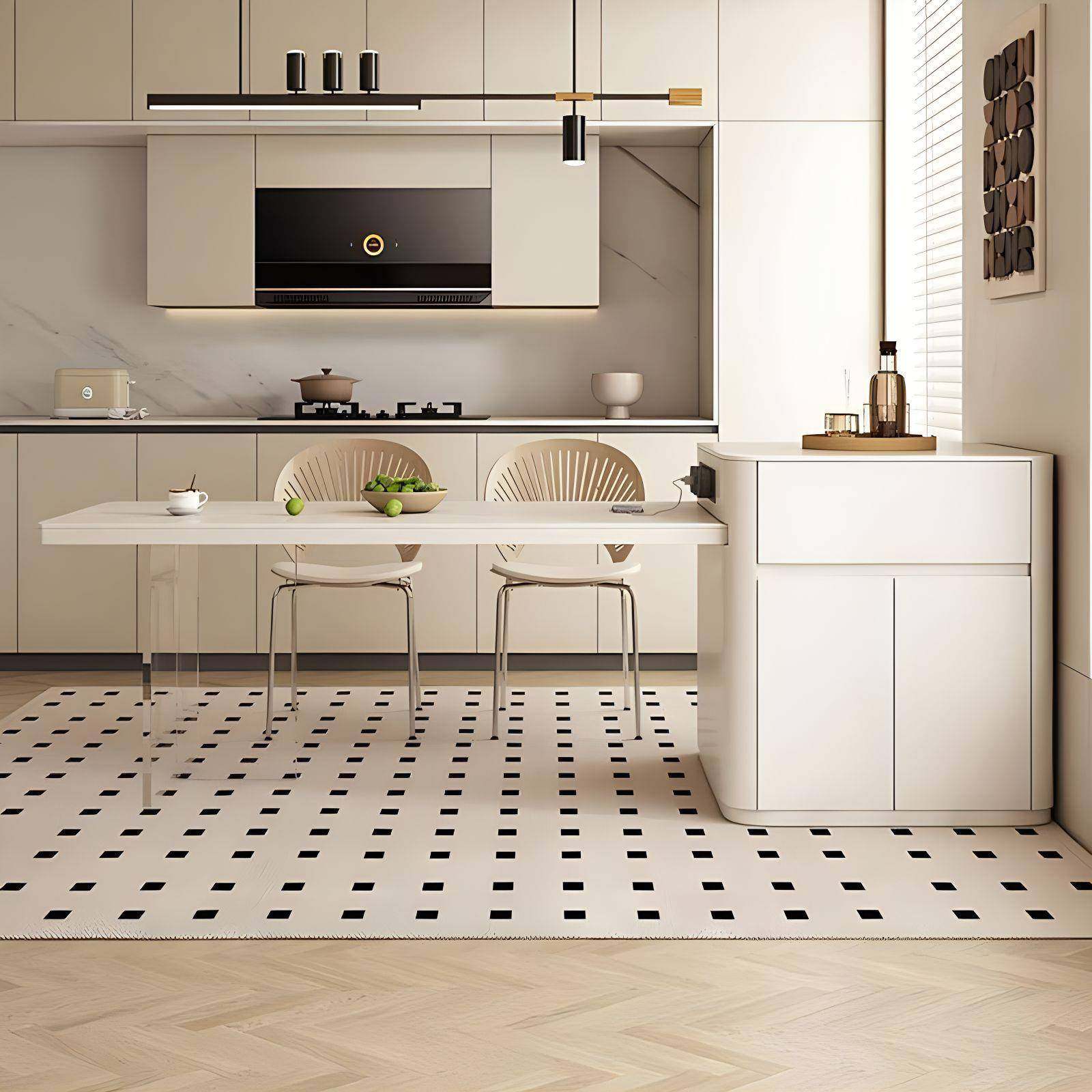 新款岛台桌餐能倒一体简约法式DCS奶油风小户型伸缩家用多功台饭