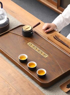 高端实02155木整办块茶茶家盘长方形排水式用小型干泡茶台简易公