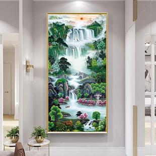 5d钻石画钻绣新款 户客厅入玄M5078关流水瀑布山水风景贴钻十字钻