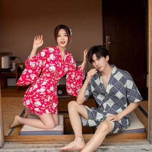 家居衣男款 和服开女衫 家居浴 和风情2340侣汗蒸服可爱款 2023小新款